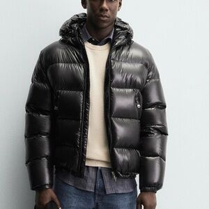 Never Worn Trending Zara Black Puffer Jacket Size Large Water Repellent Down